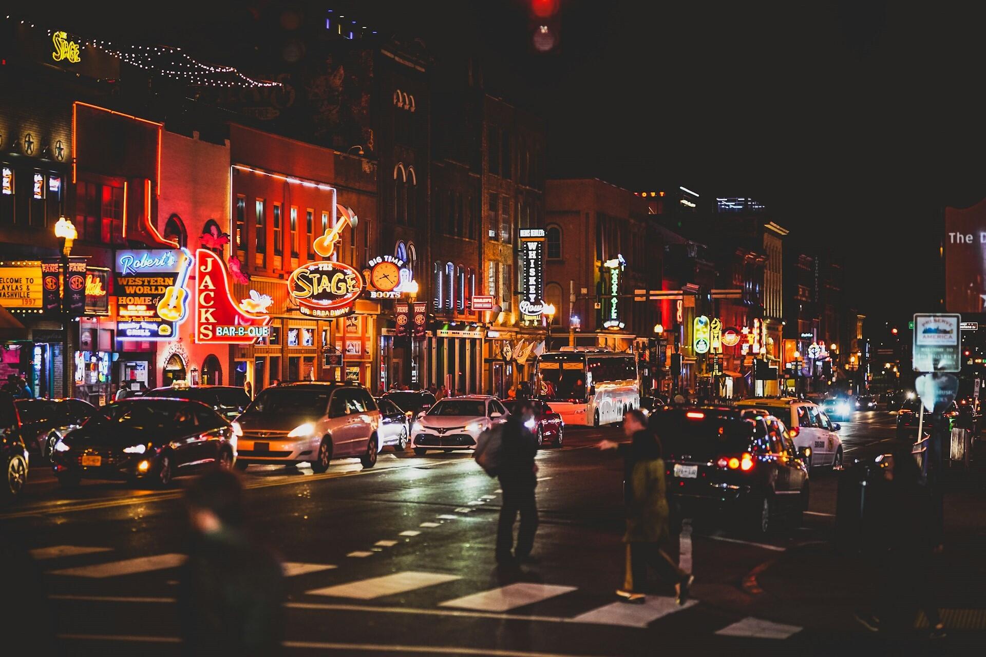 Broadway street in Nashville.
