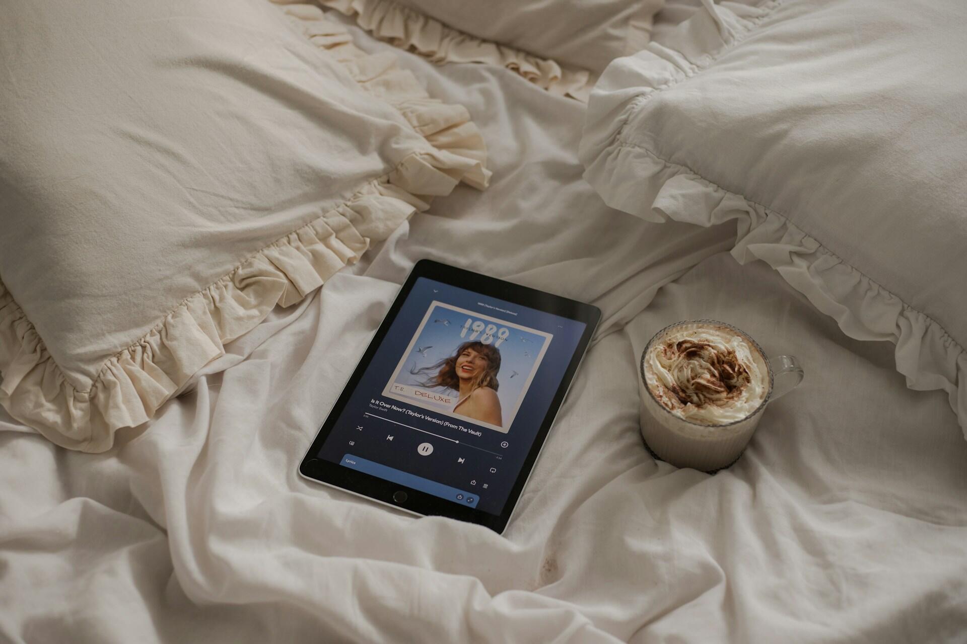 Taylor Swift's 1989 playing on a tablet.