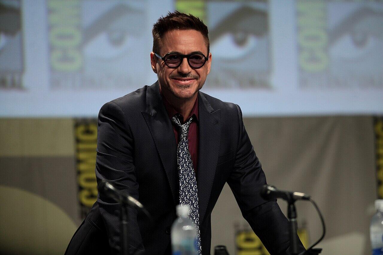 Photo of Robert Downey Jr. speaking at a convention.