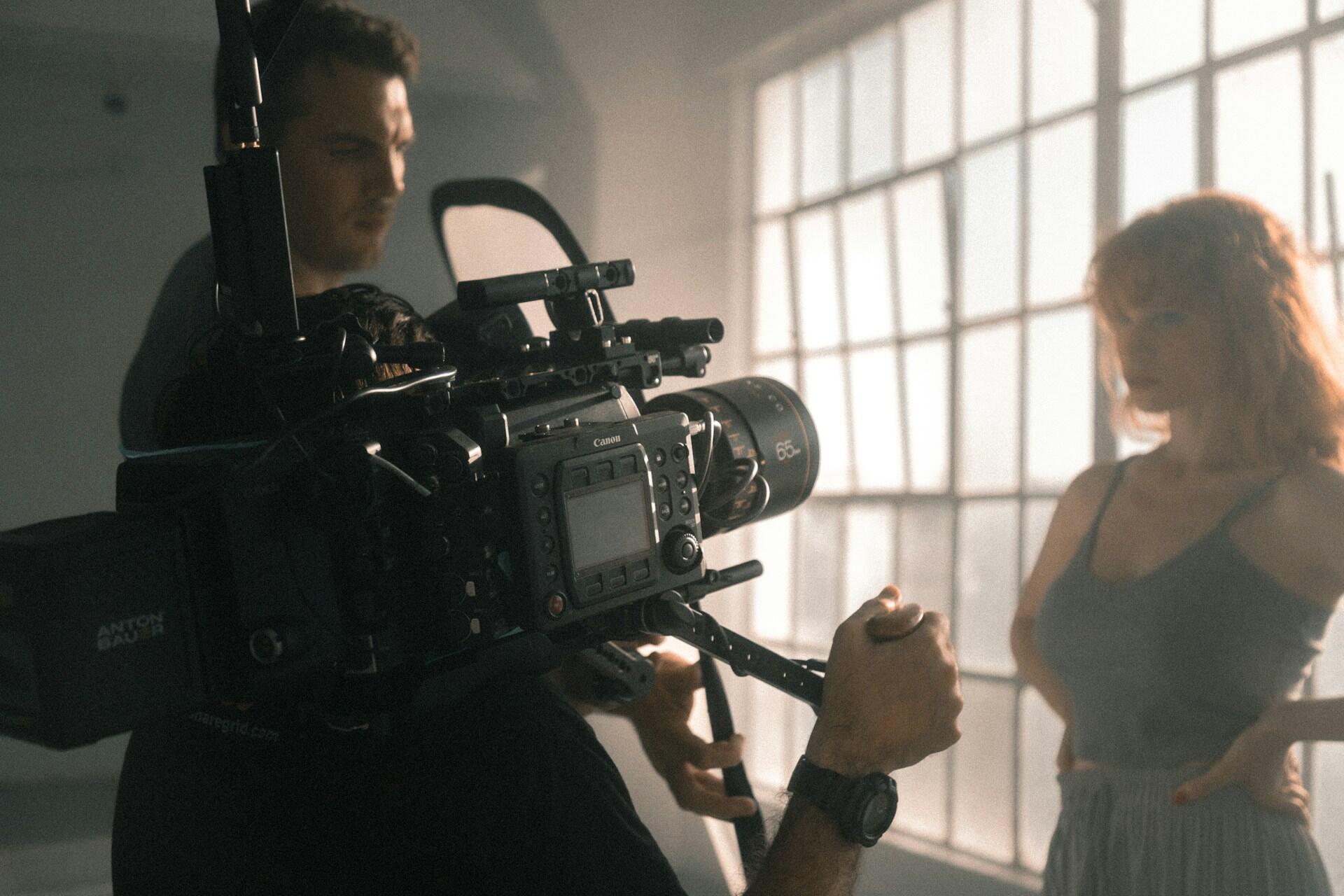 An actor in front of a camera.