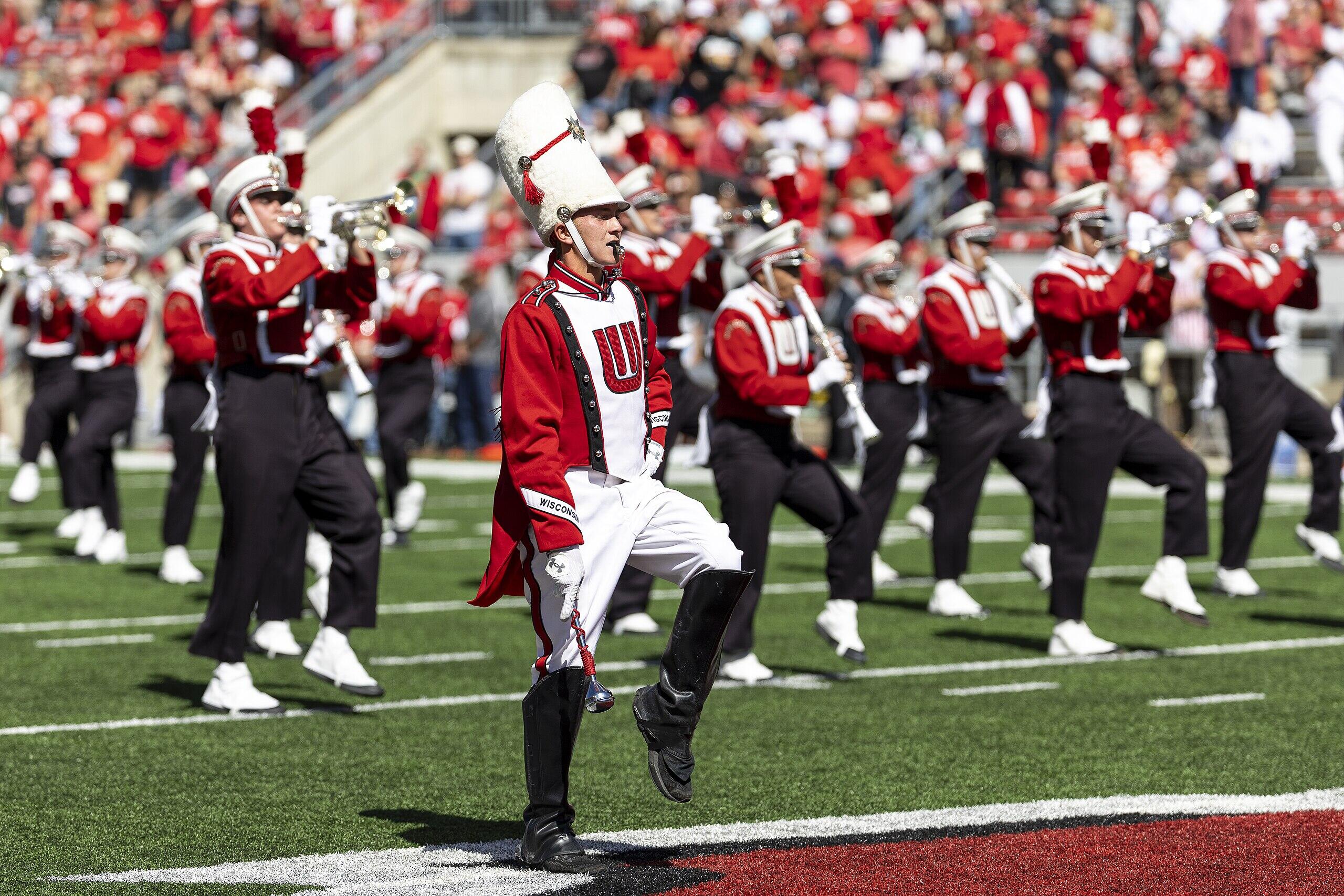 The Wisconsin Marching Band on the field