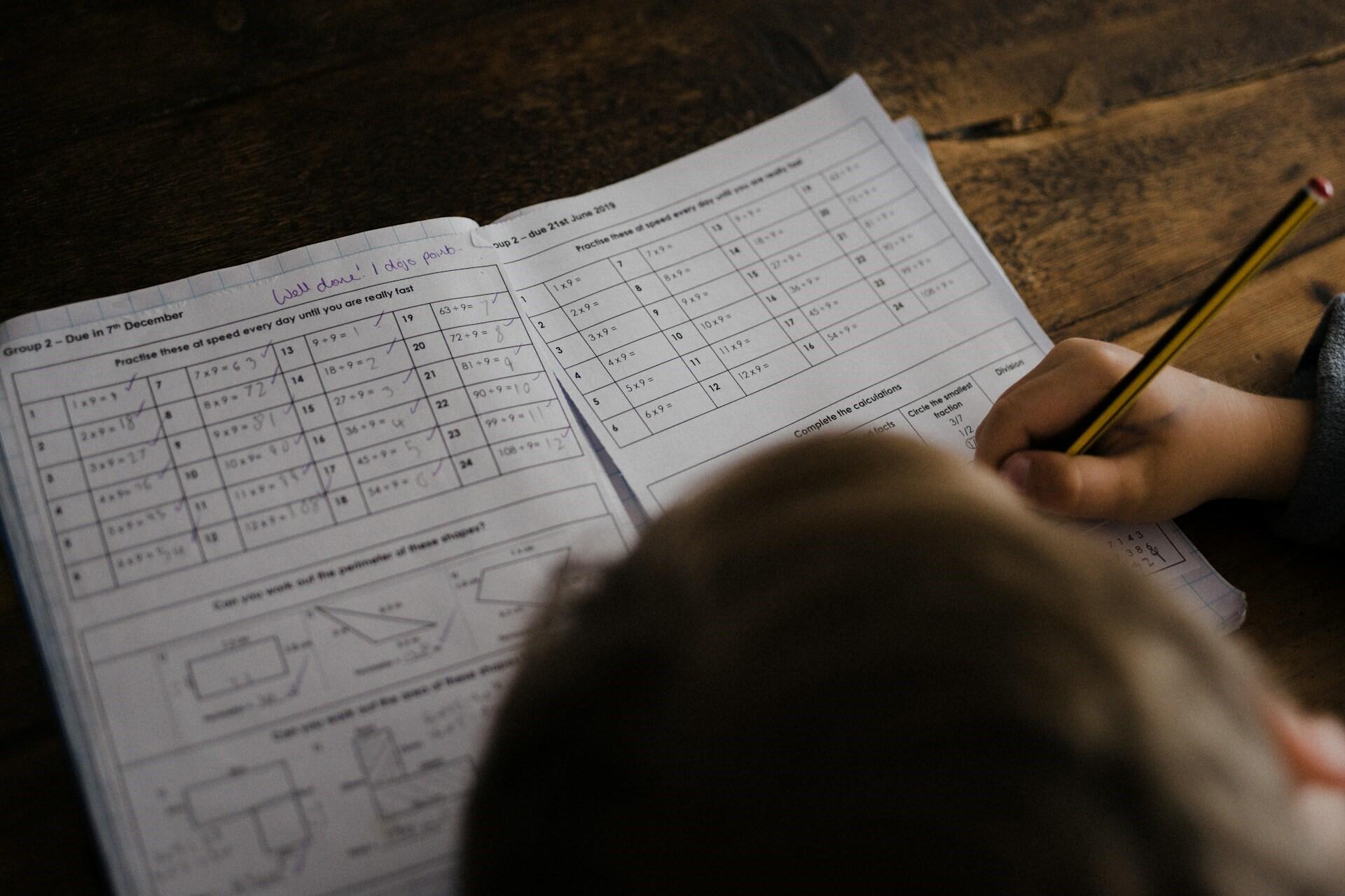 A student working through mat problems.