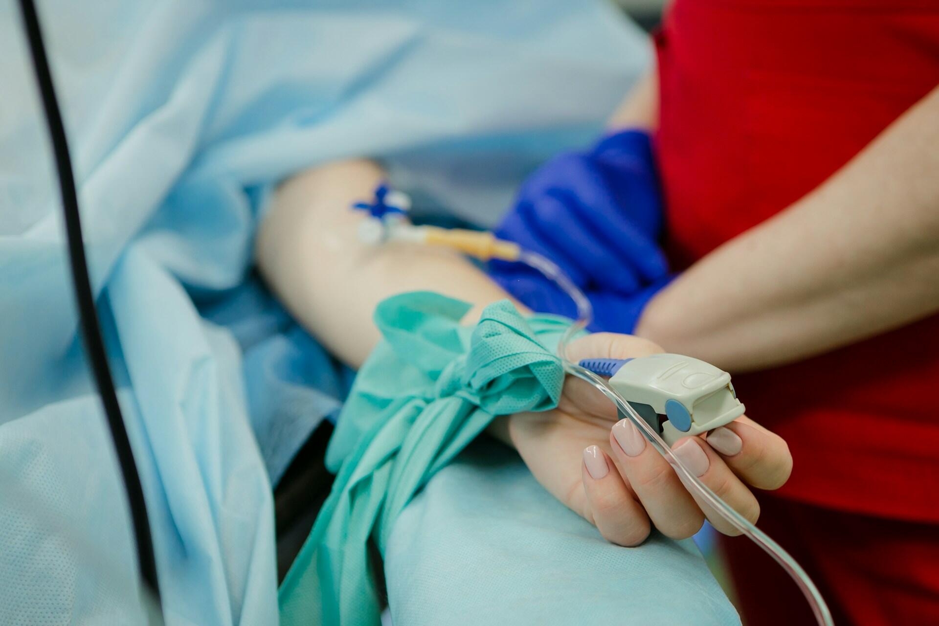 A patient on a drip.