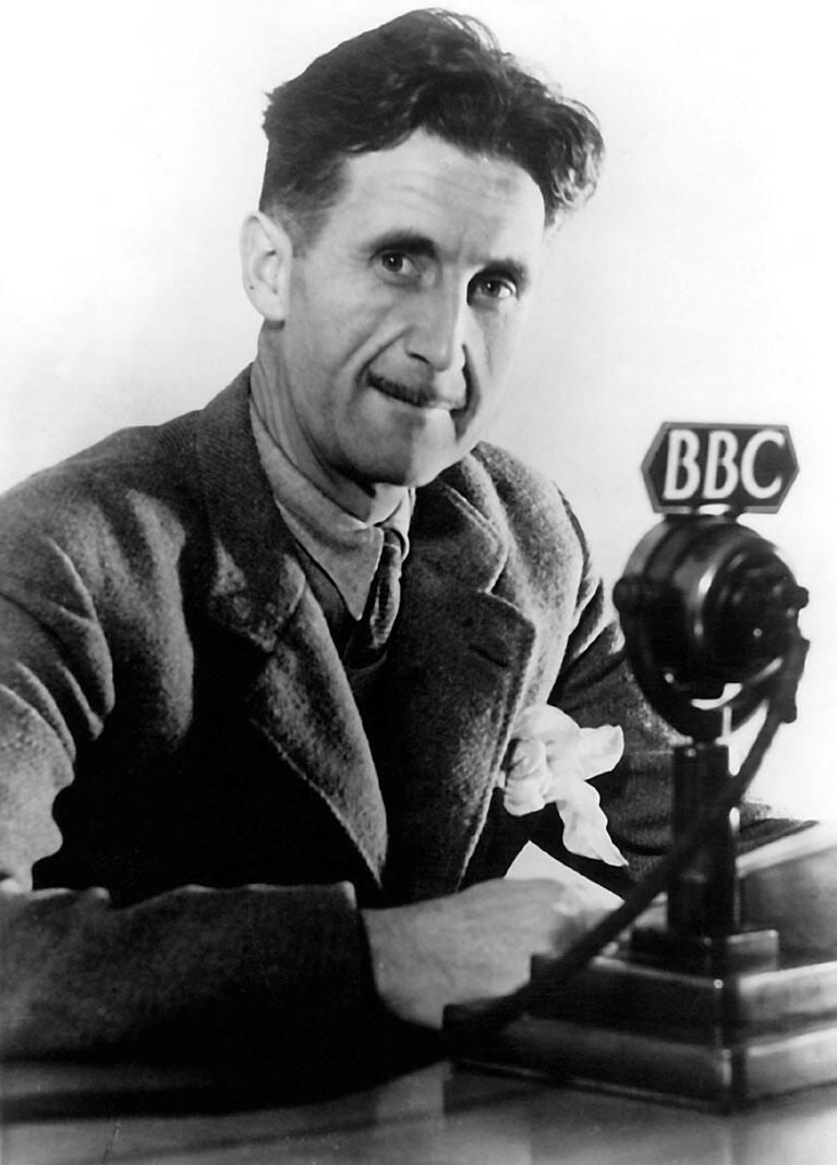 black and white photo of George Orwell from 1940
