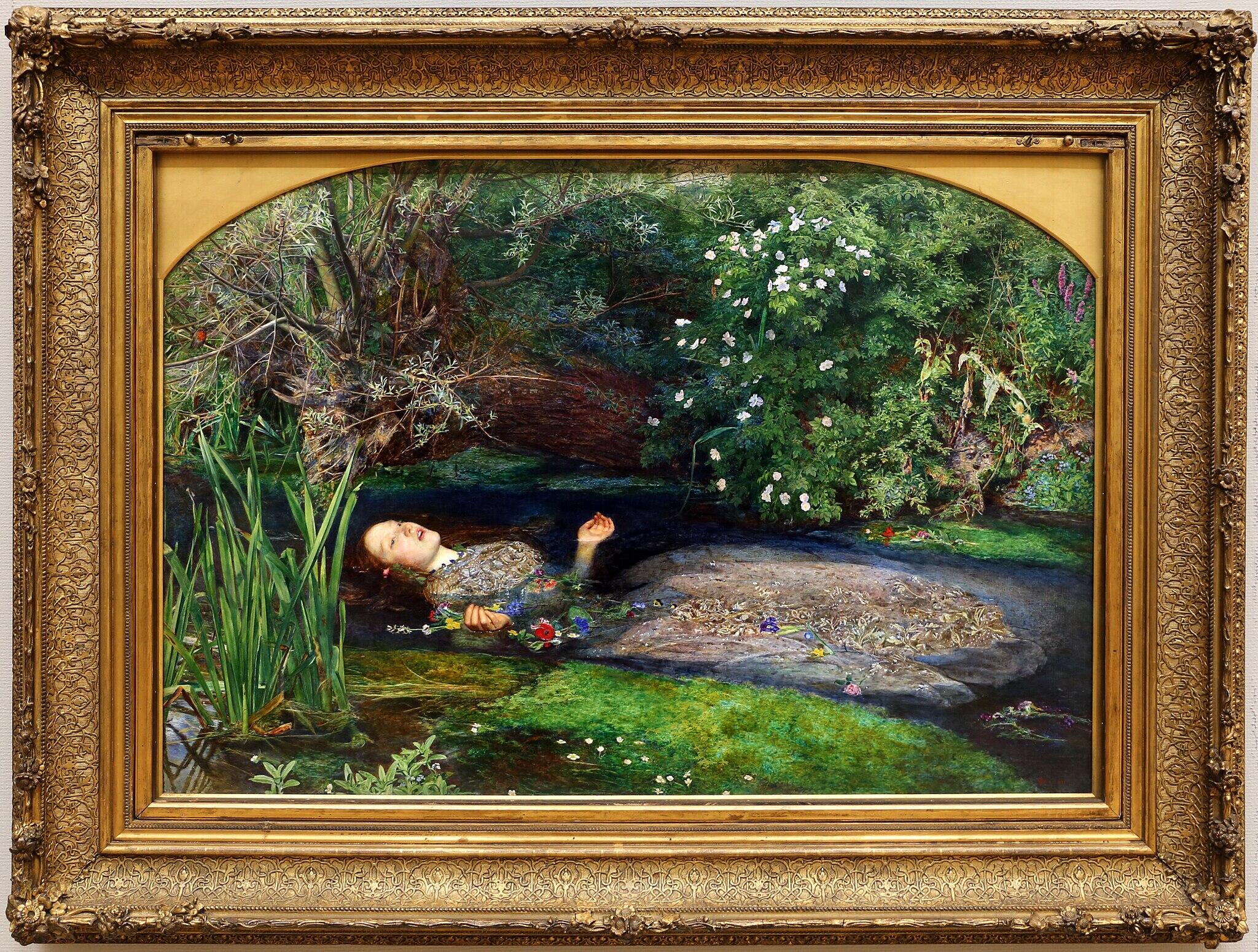 painting titled "Ophelia" by John Everett Millais in 1851