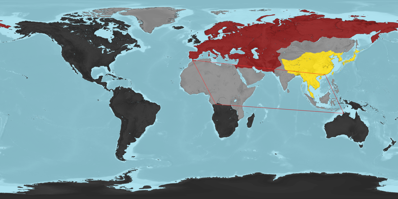 color-coded map of the world in "1984"