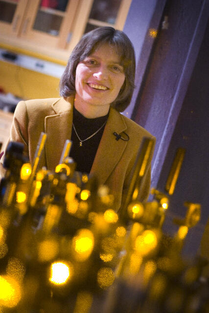 Lene Hau inside her office and lab at Harvard University. 