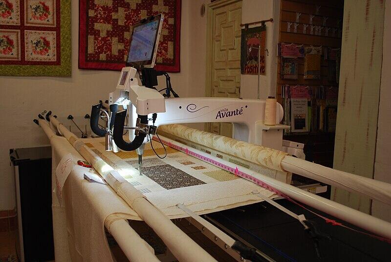a quilting sewing machine in a studio