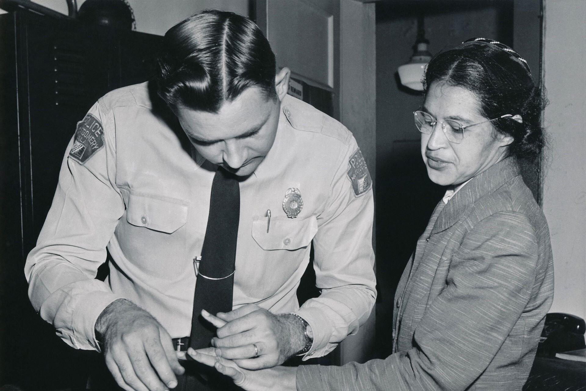 Rosa Parks at her arrest.