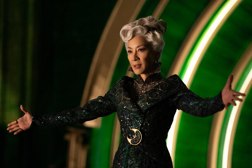 Madame Morrible (Michelle Yeoh) in WICKED, directed by Jon M. Chu.
