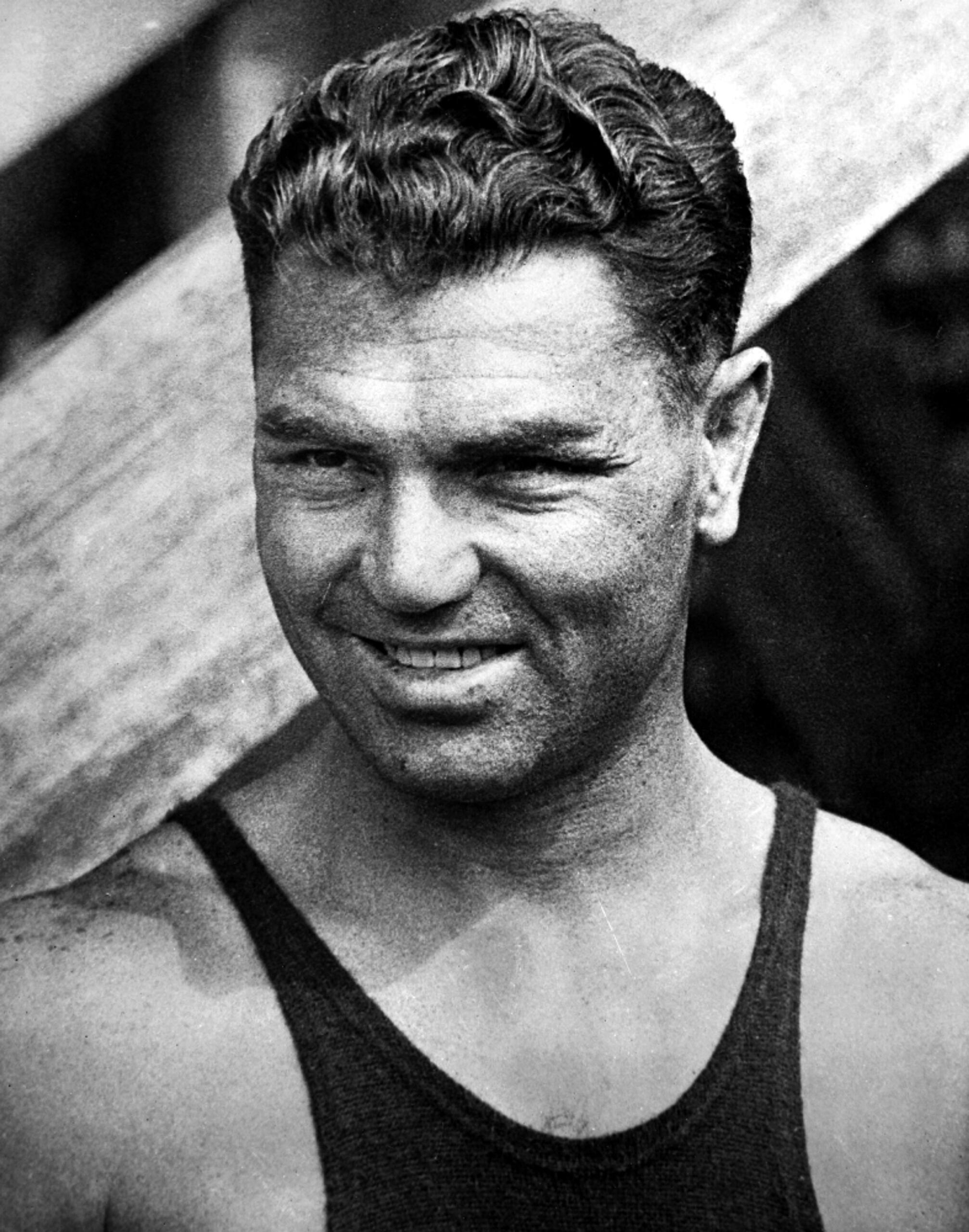 Jack Dempsey portrait in black and white.