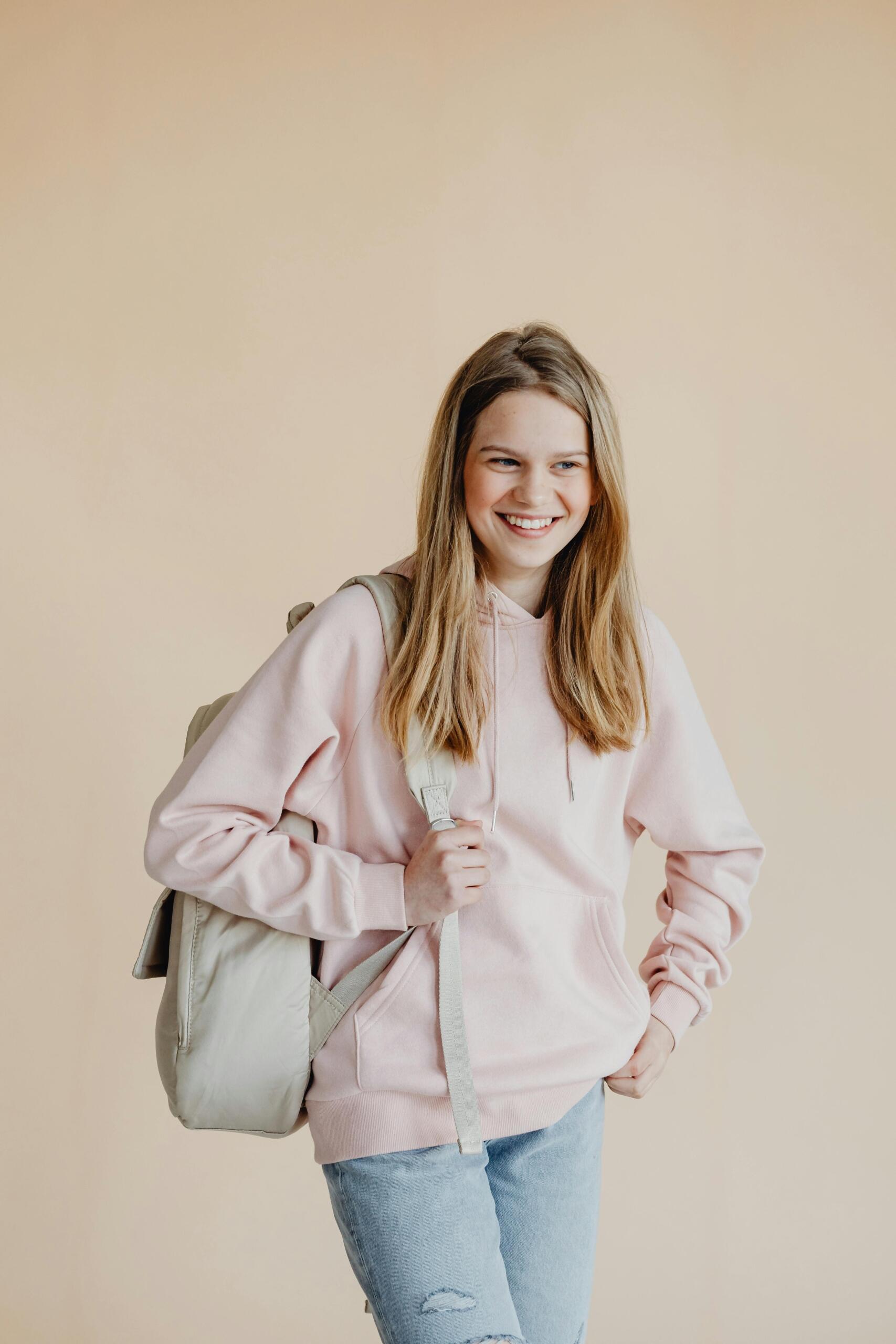 A student is ready for her day at a competitive high school in Texas.