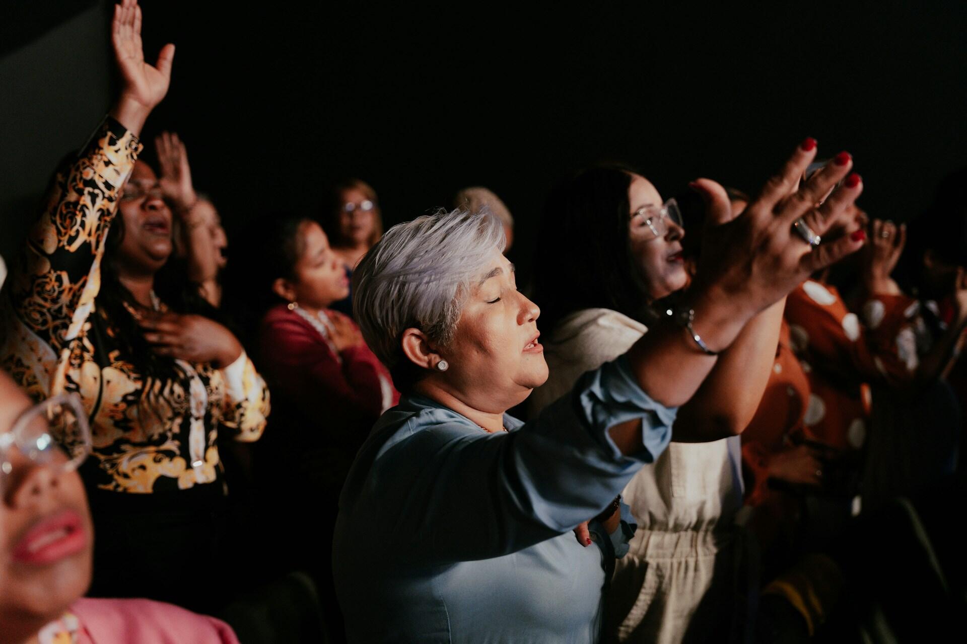church audience singing along passionately