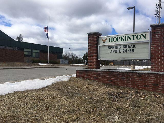 A look at the front of Hopkinton High School