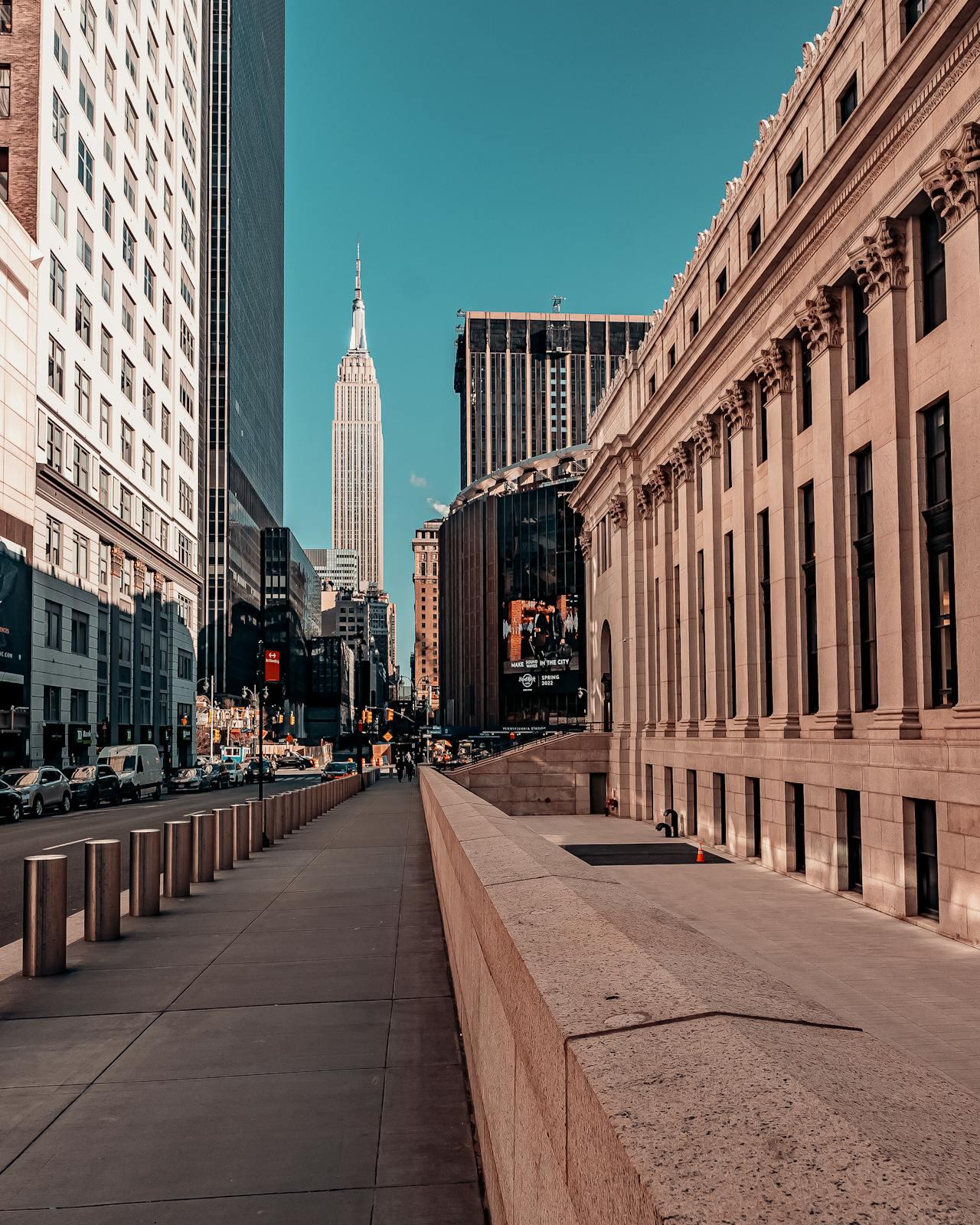 The Empire State Building as seen from the road