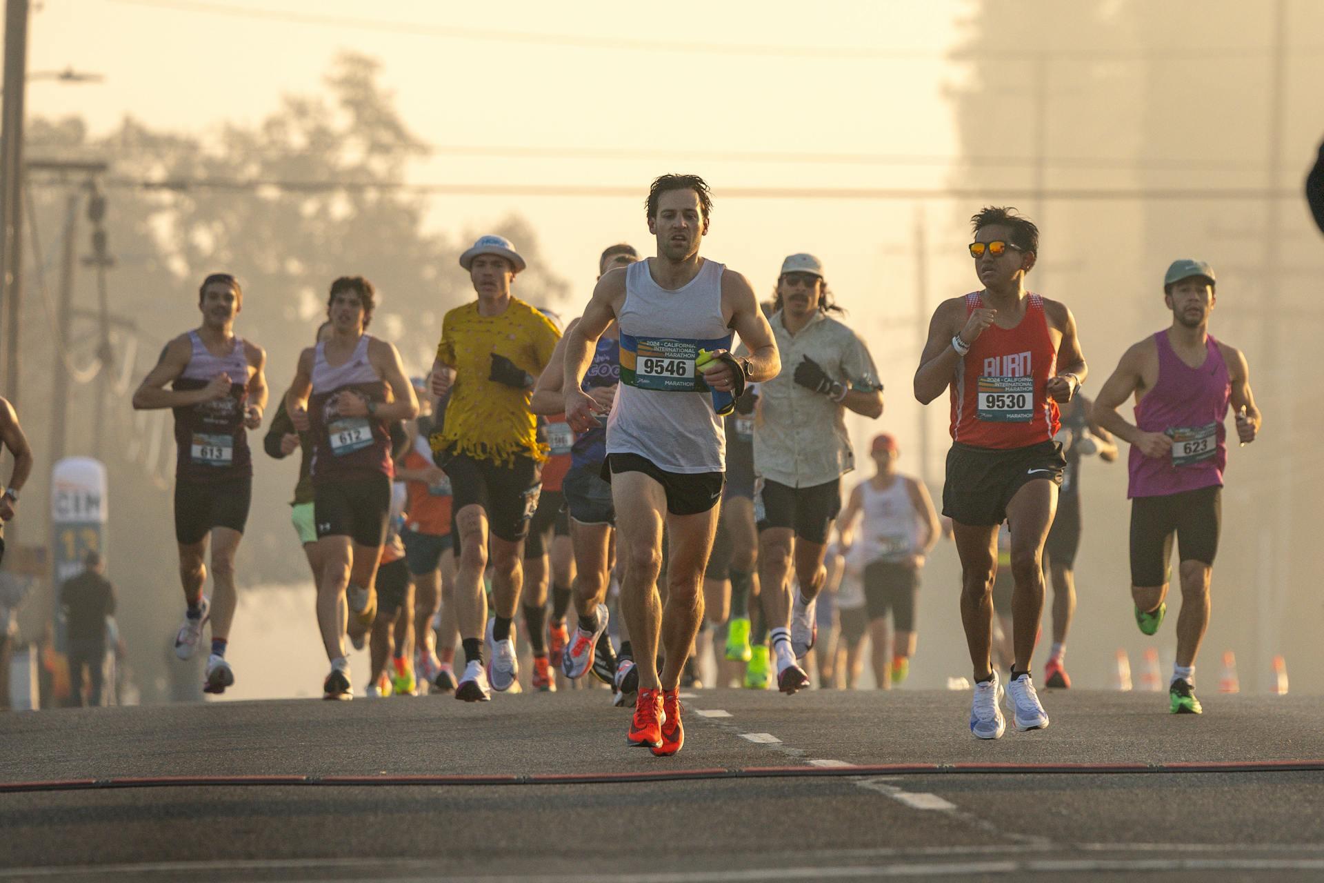 Runners in the morning light
