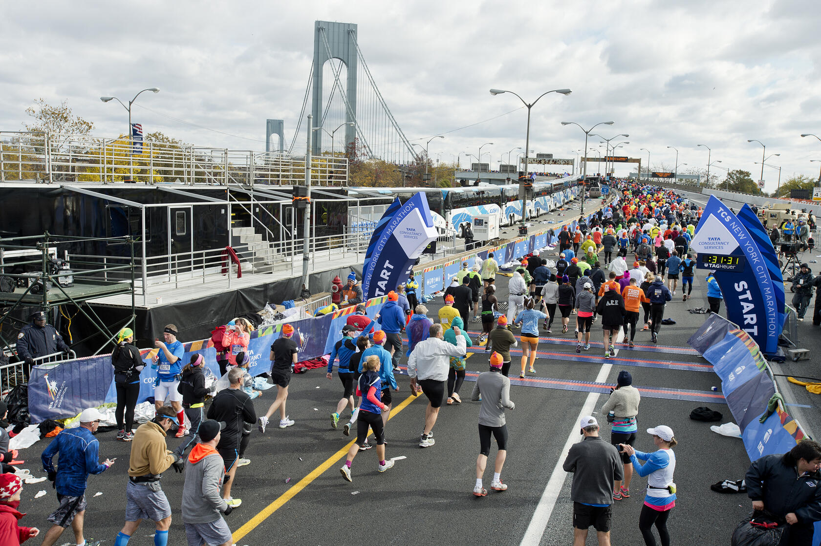 Runners at the starting line for the NYC marathon