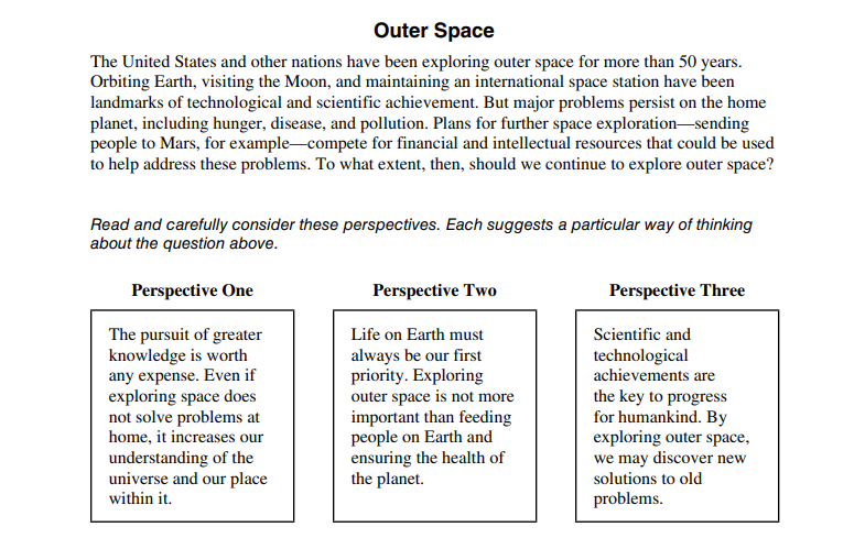 sample essay prompt from a practice ACT test
