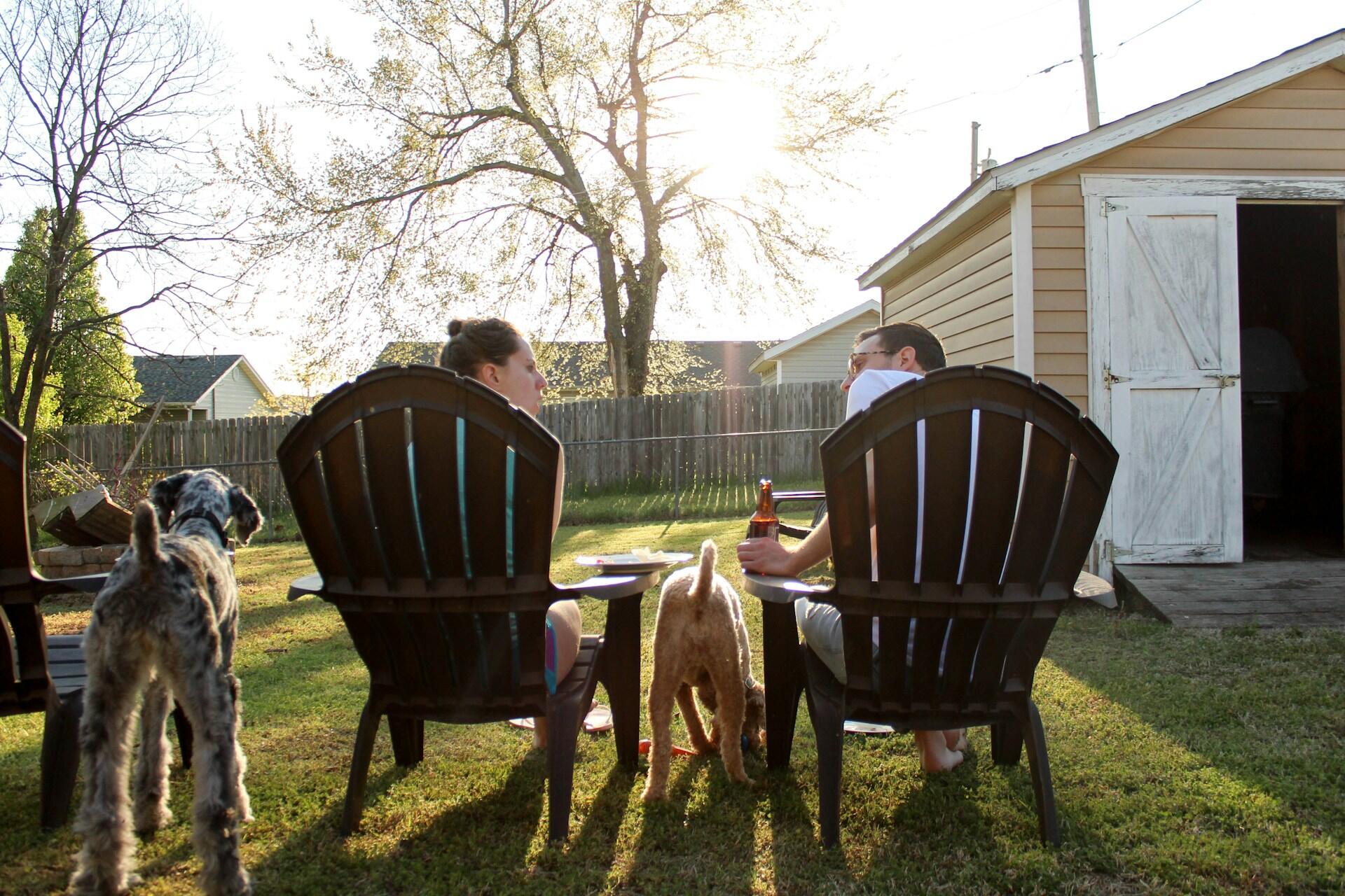 Family at a Fourth of July backyard party
