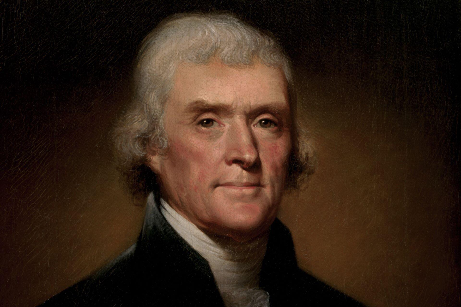 Portrait of Thomas Jefferson, principal author of the Declaration of Independence.