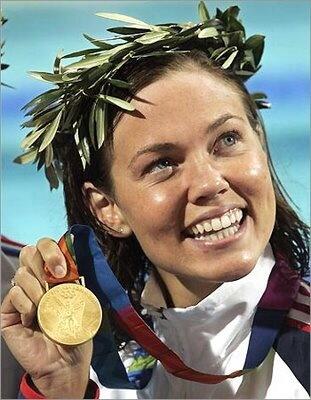 Natalie Coughlin with Olympic medal