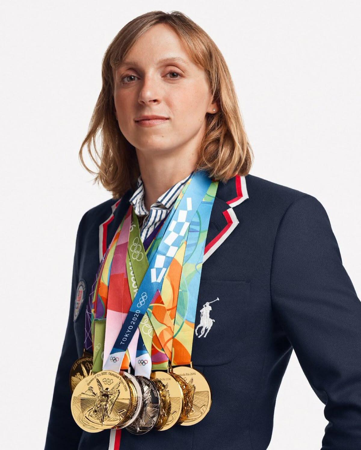 Katie Ledecky with olympic medals