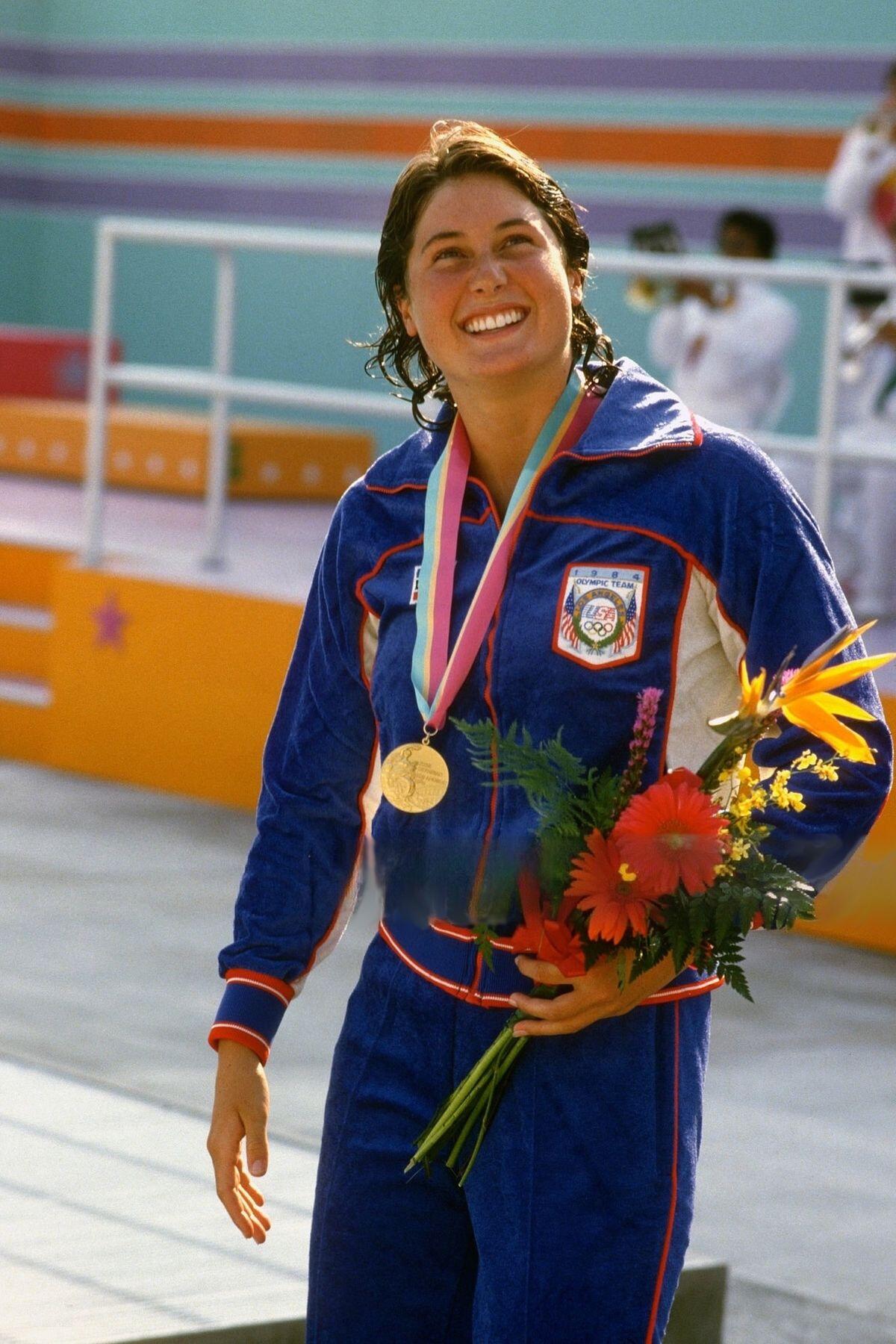 Mary T Meagher with Olympic medal