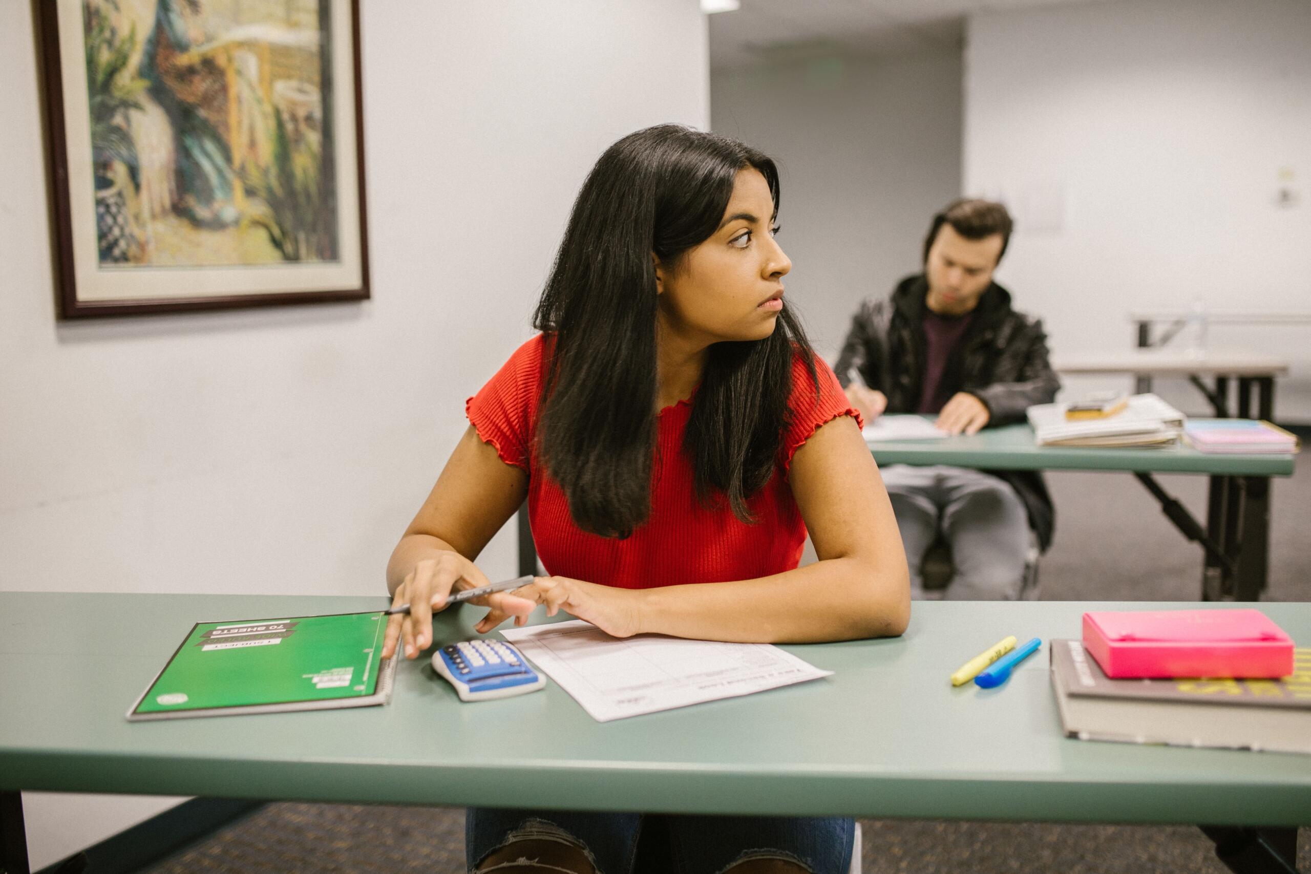 A student is ready to sit her SAT exam
