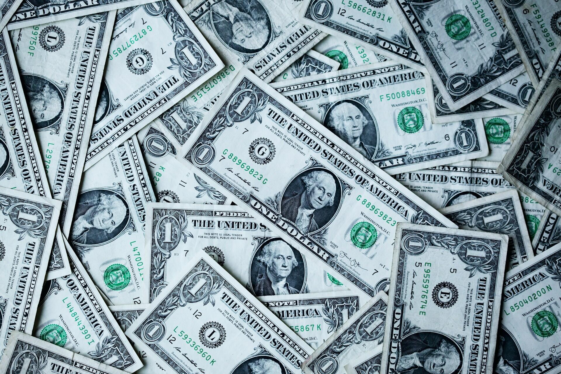 Overlapping one-dollar bills
