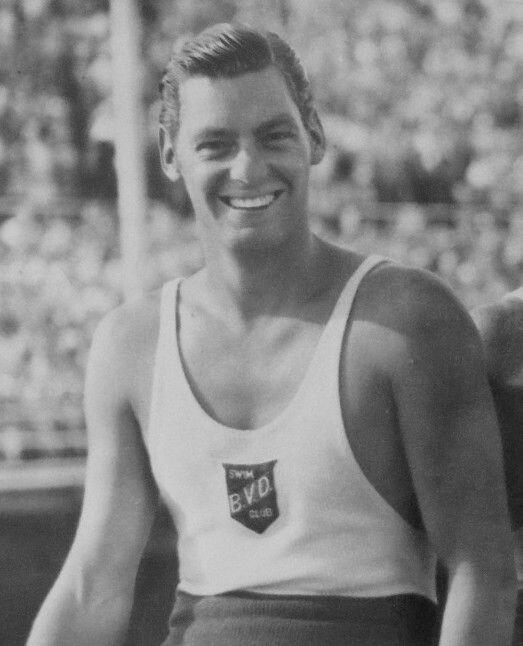 Black and white portrait of Johnny Weissmuller