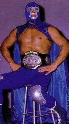 Blue Demon with his professional wrestling uniform