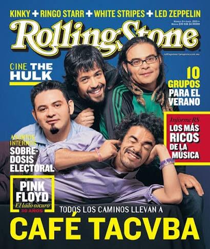 Cover of Rolling Stone magazine featuring the band members of Café Tacvba