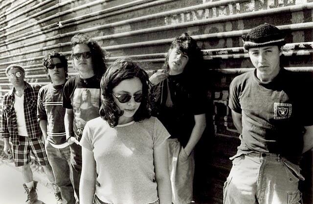 Portrait of all members of the band Tijuana No in black and white