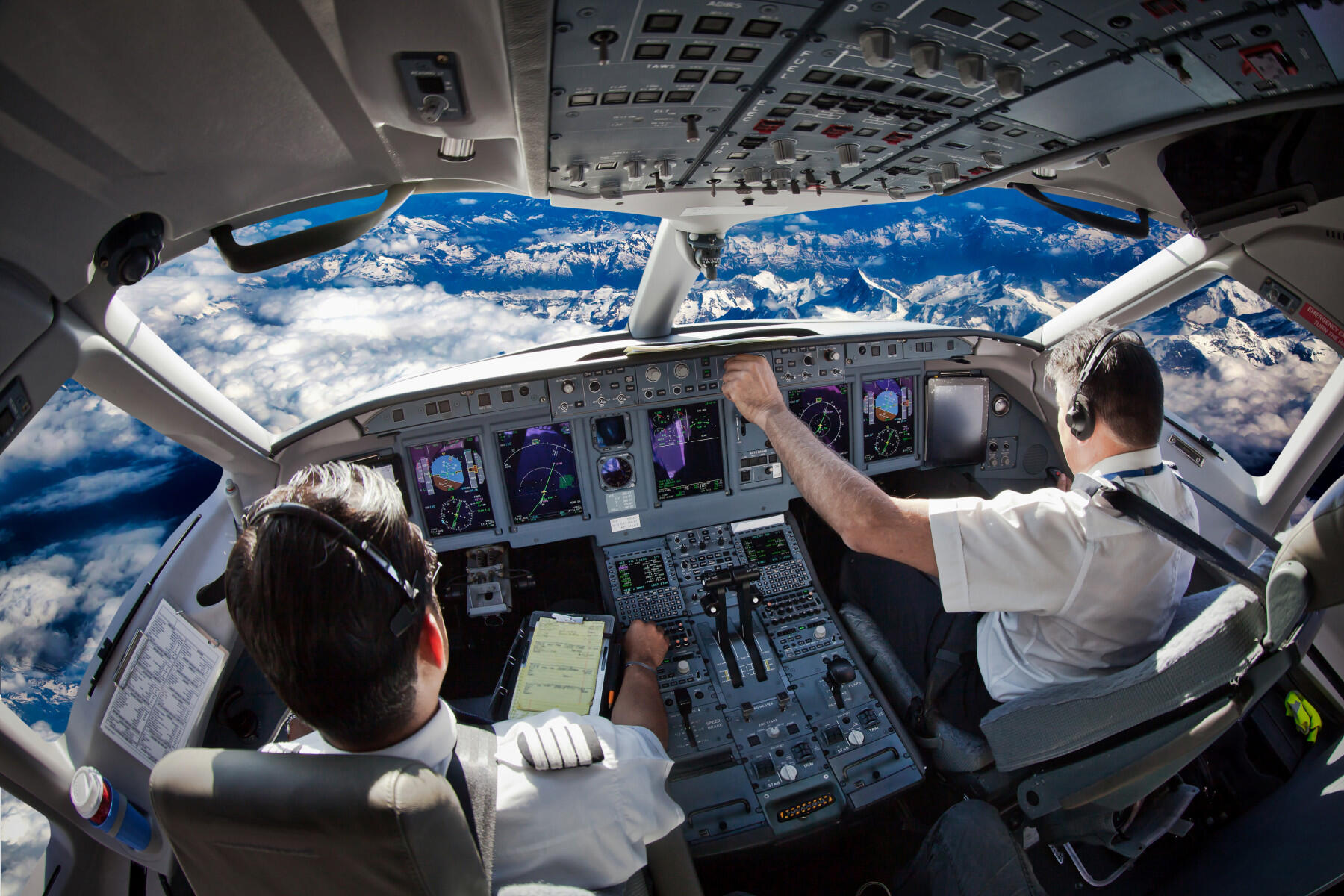 Commercial airline cockpit