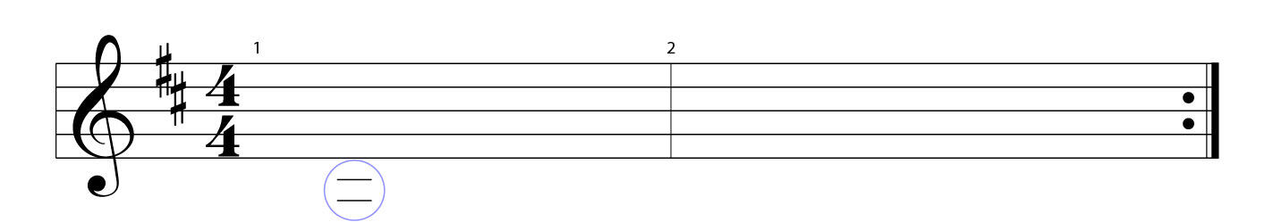 Music staff with two short ledger lines circled below it