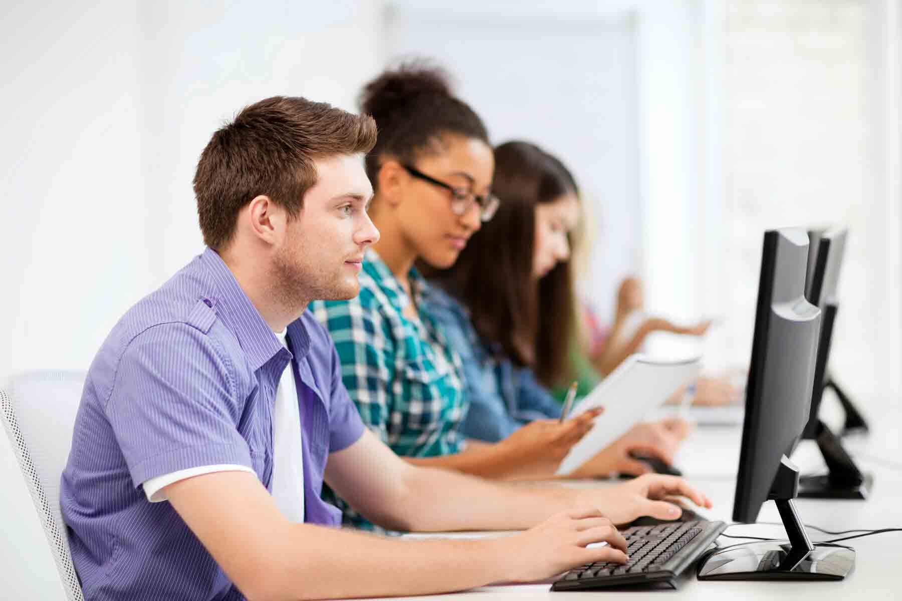 Adult students taking the GED test