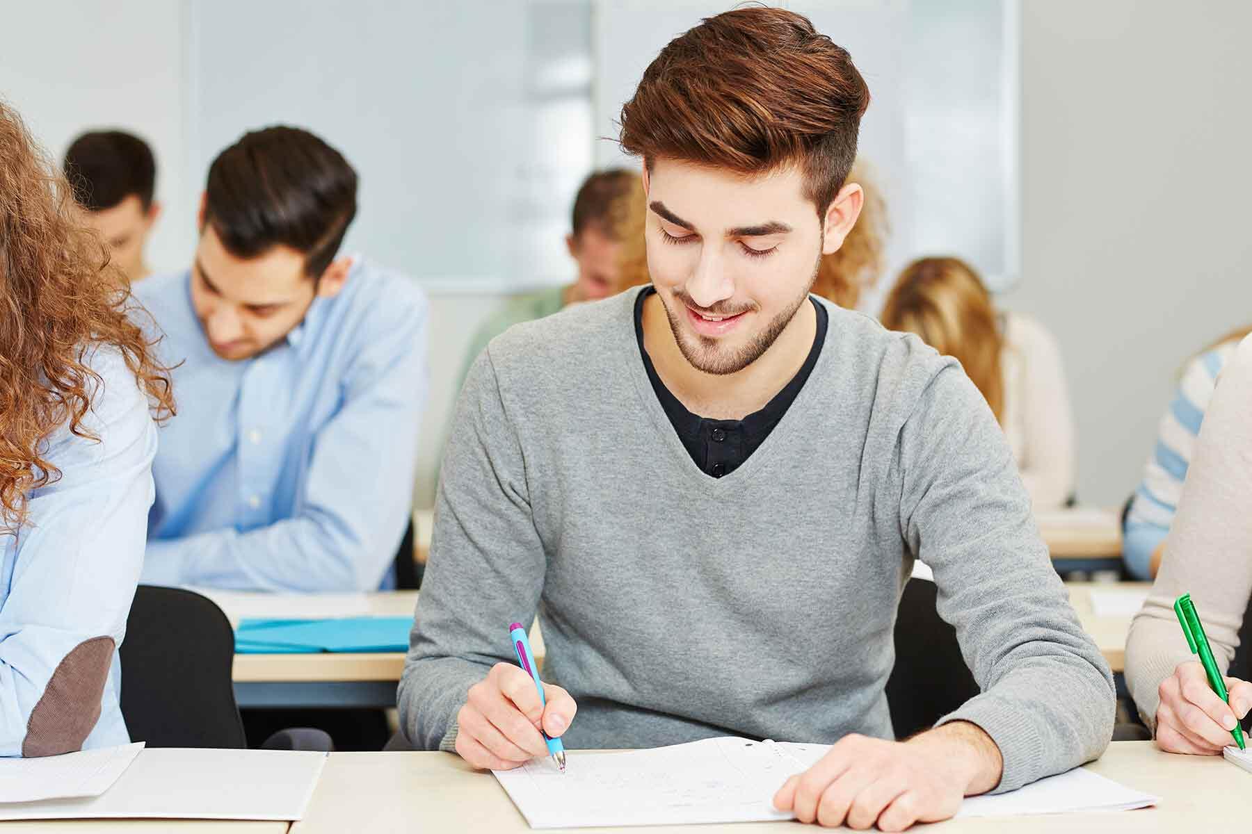 A group of examiners taking the TEAS test at an exam center