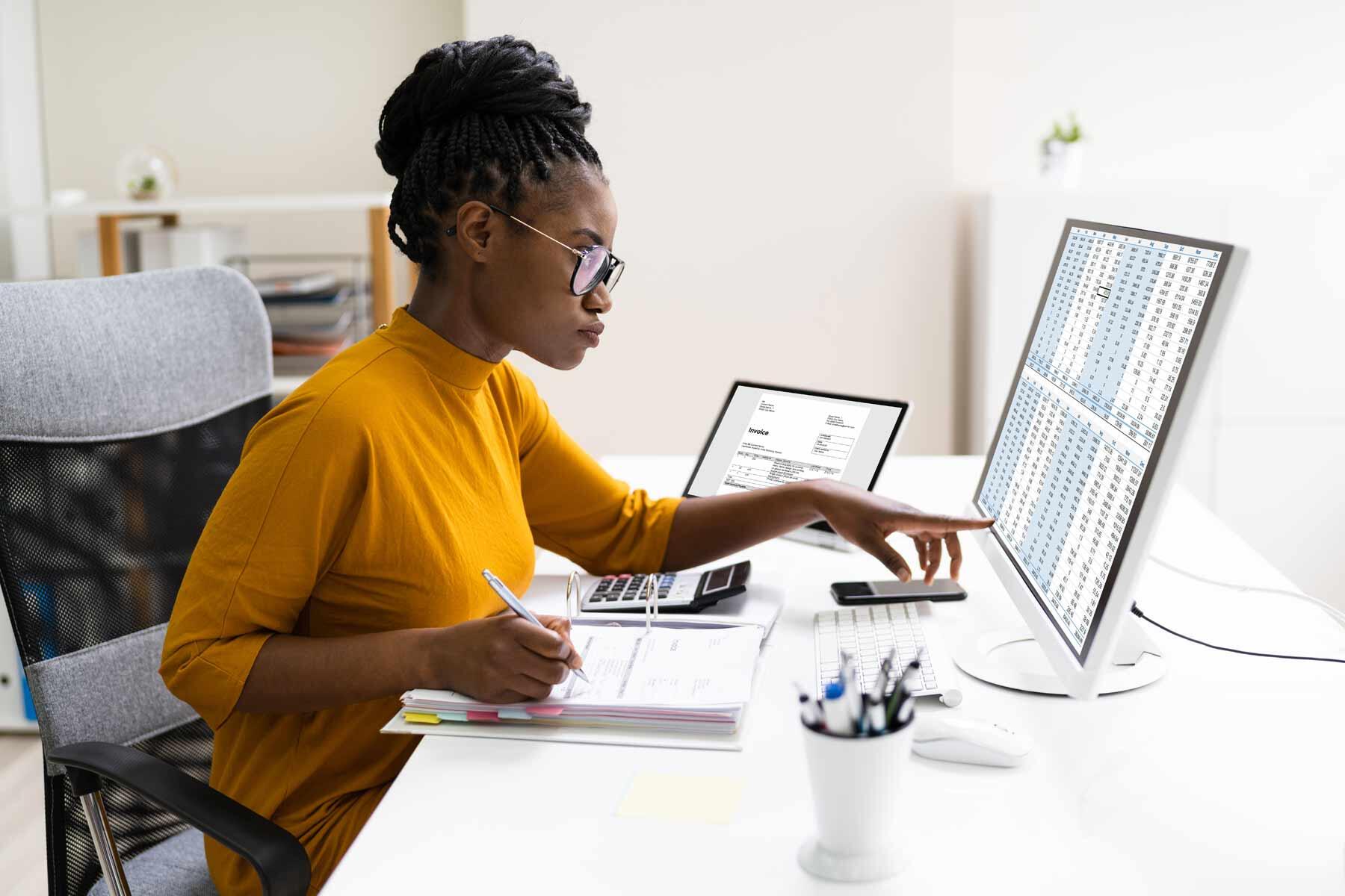 A woman studying for the CPA exam