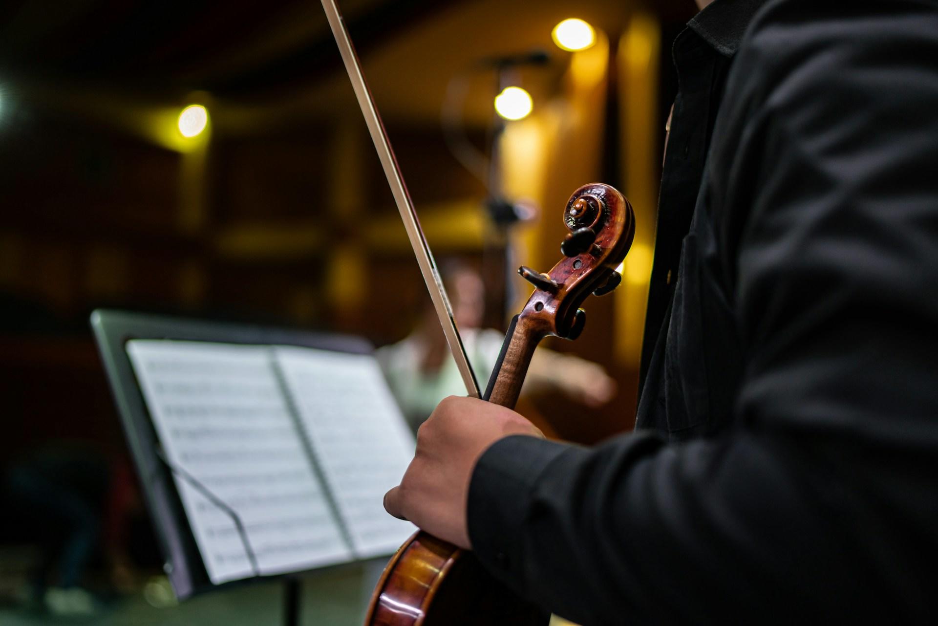 Violinista con sus accesorios