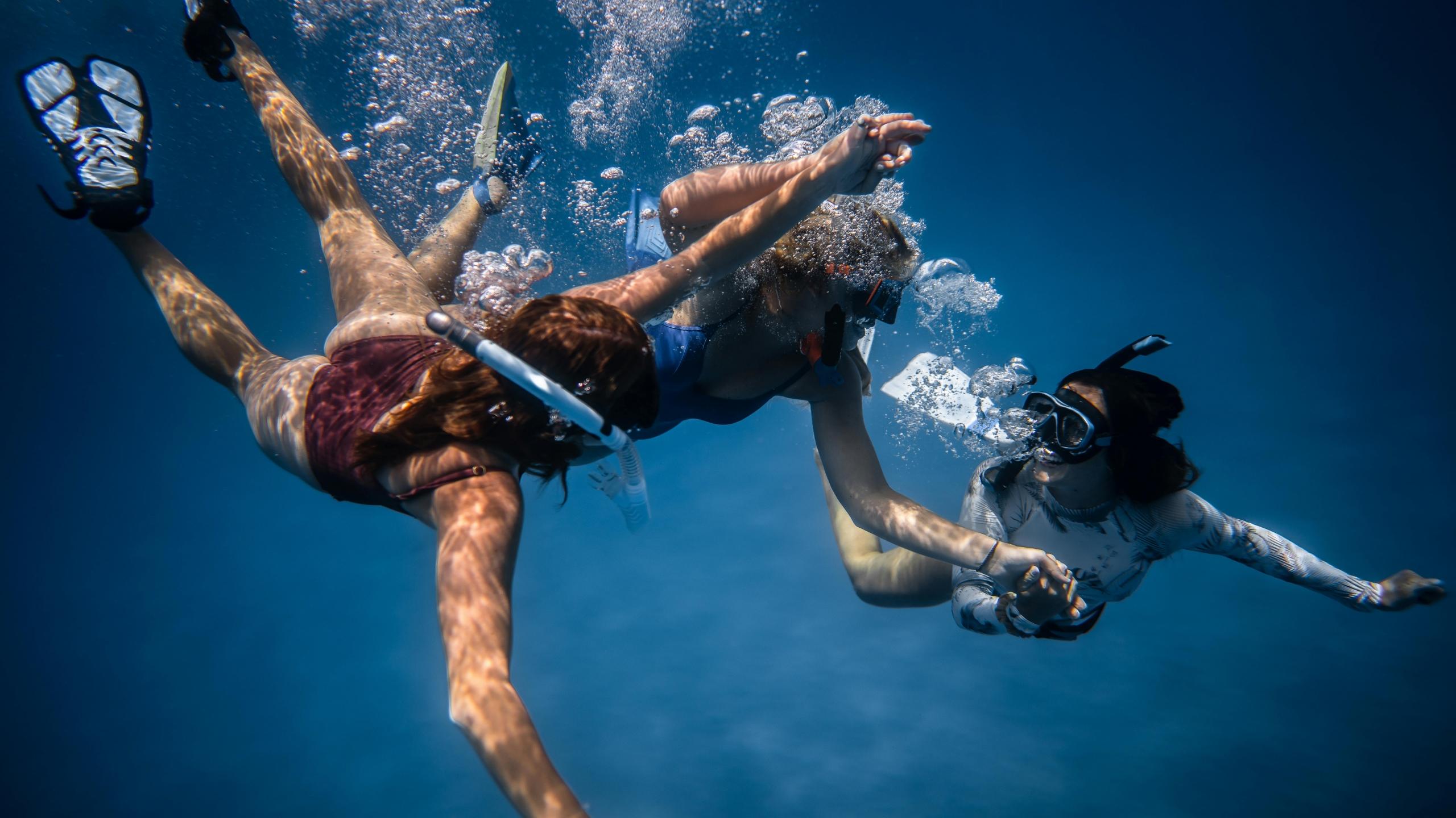 personas haciendo snorkel