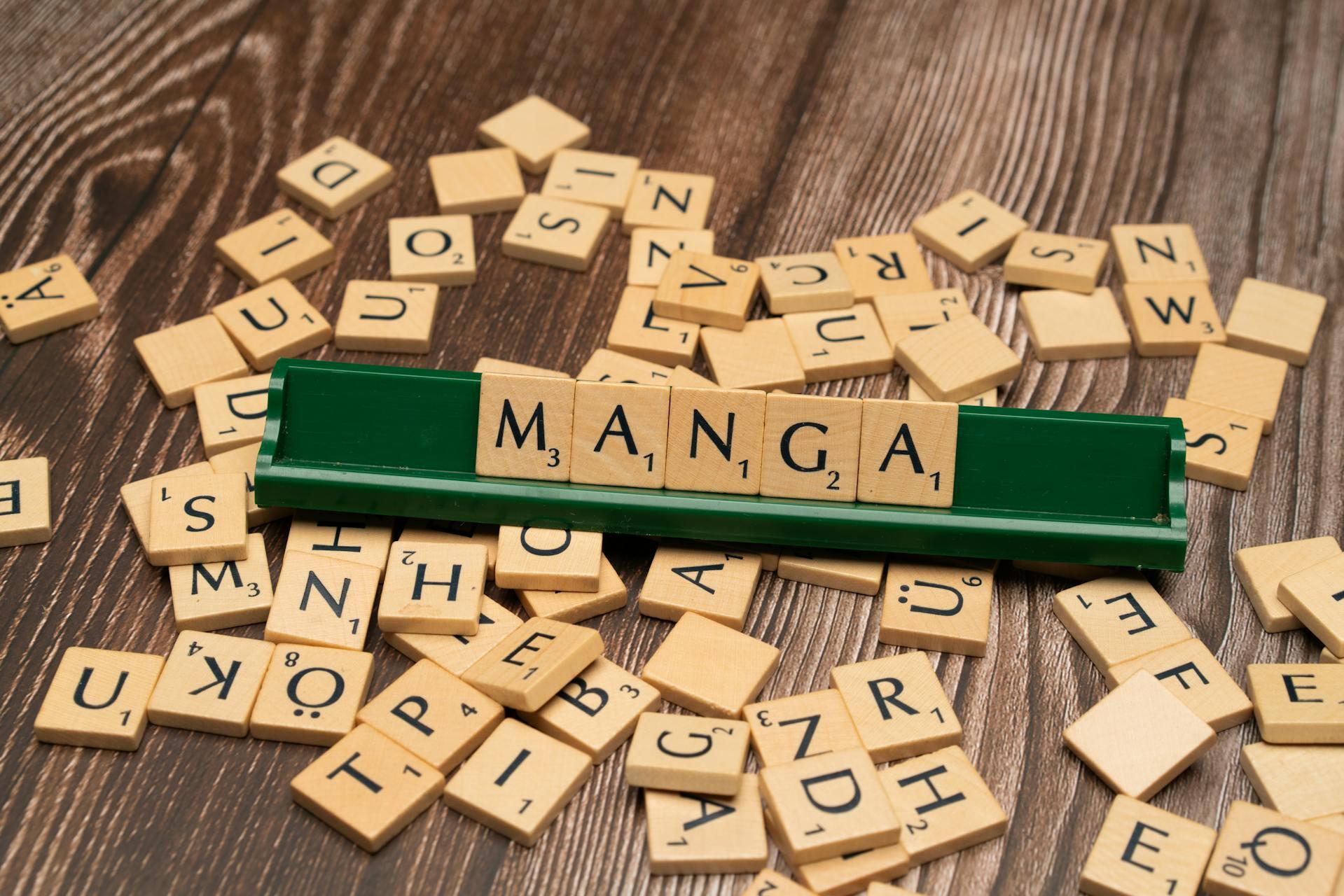 manga juego letras en madera