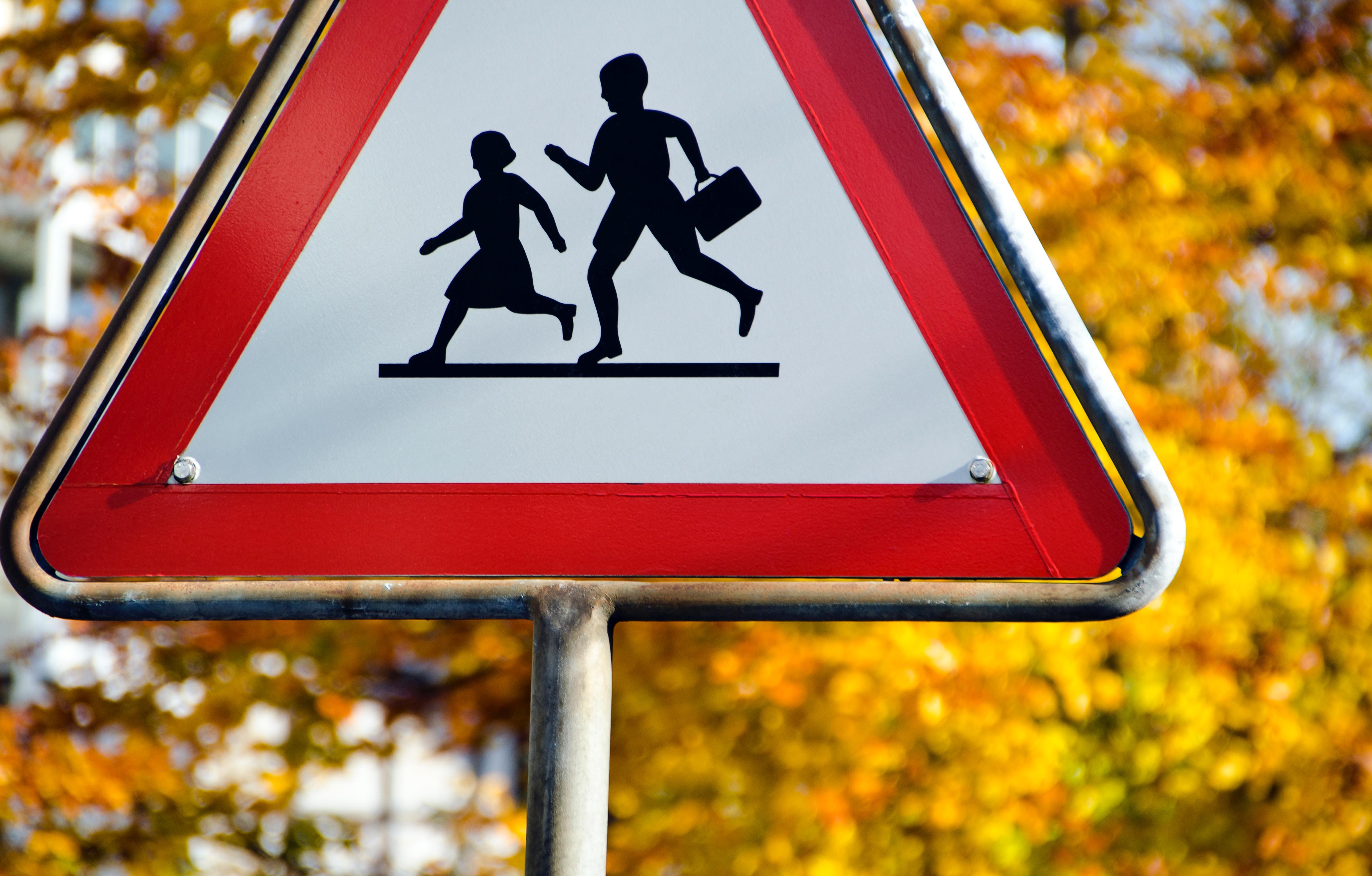 Road sign of a school crossing