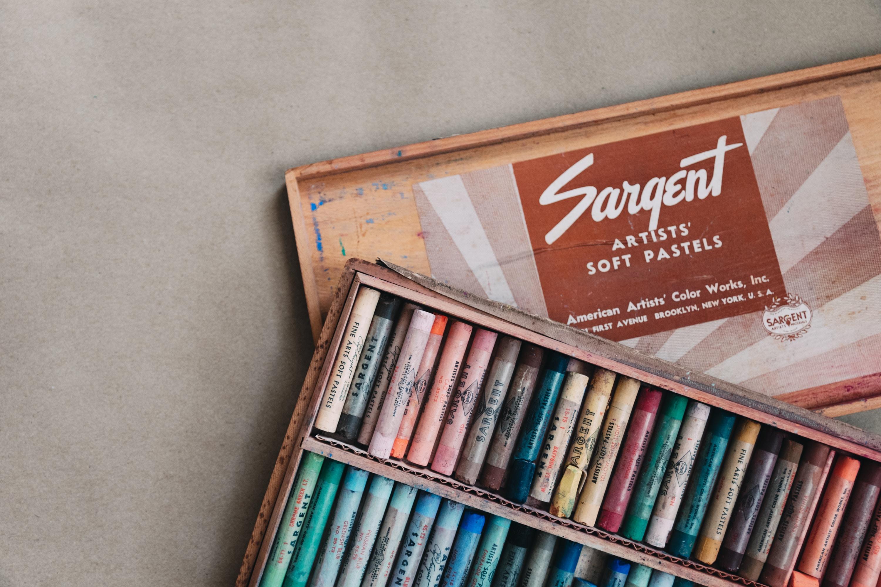 box of artists' soft pastels