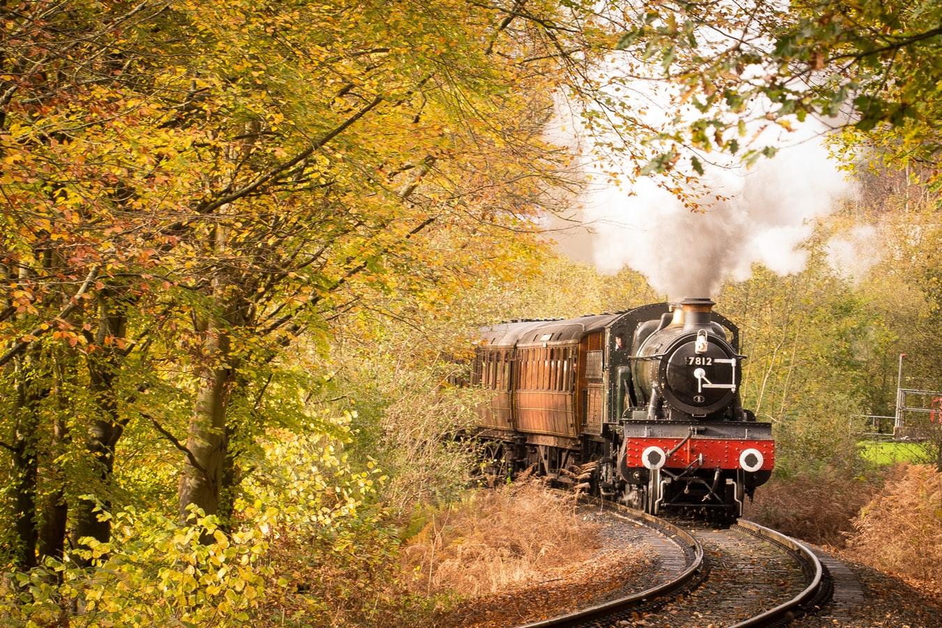 steam train in countryside