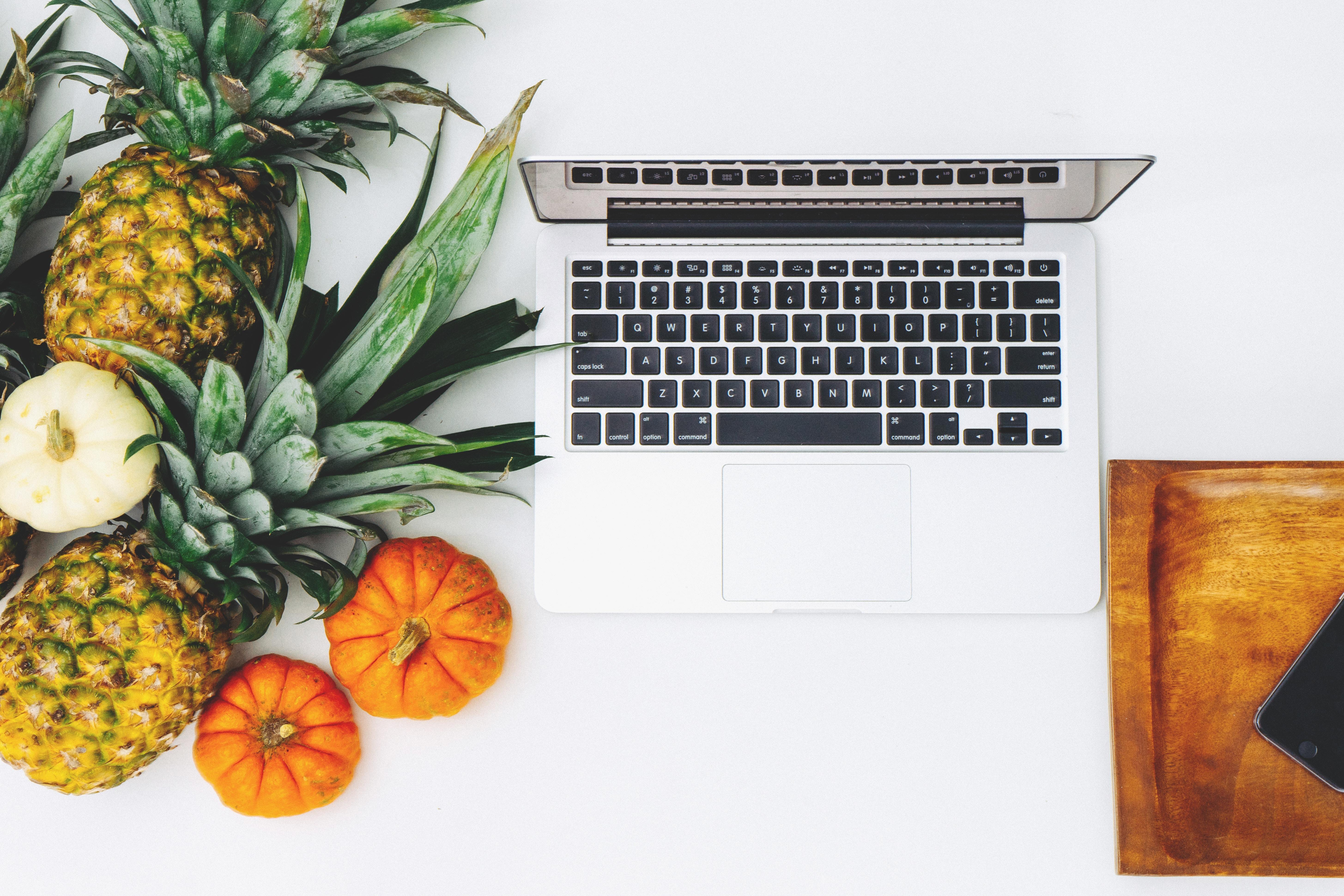 MacBook and fresh produce