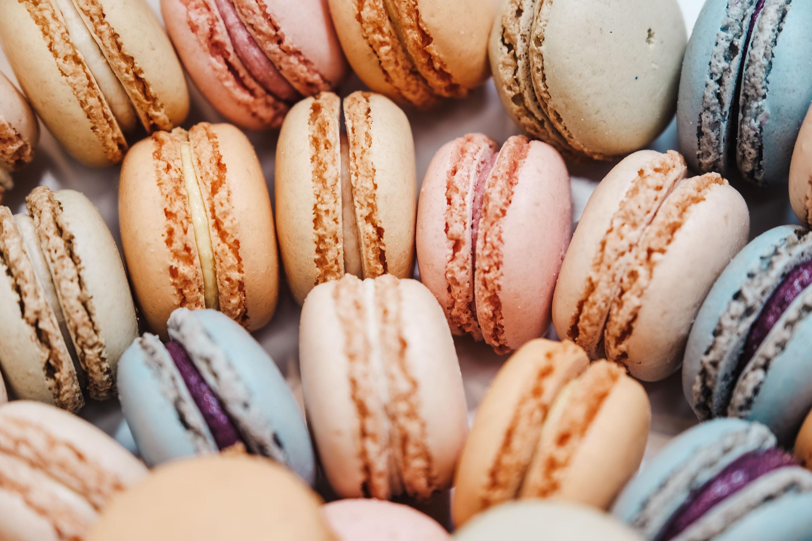 assortment of French macarons