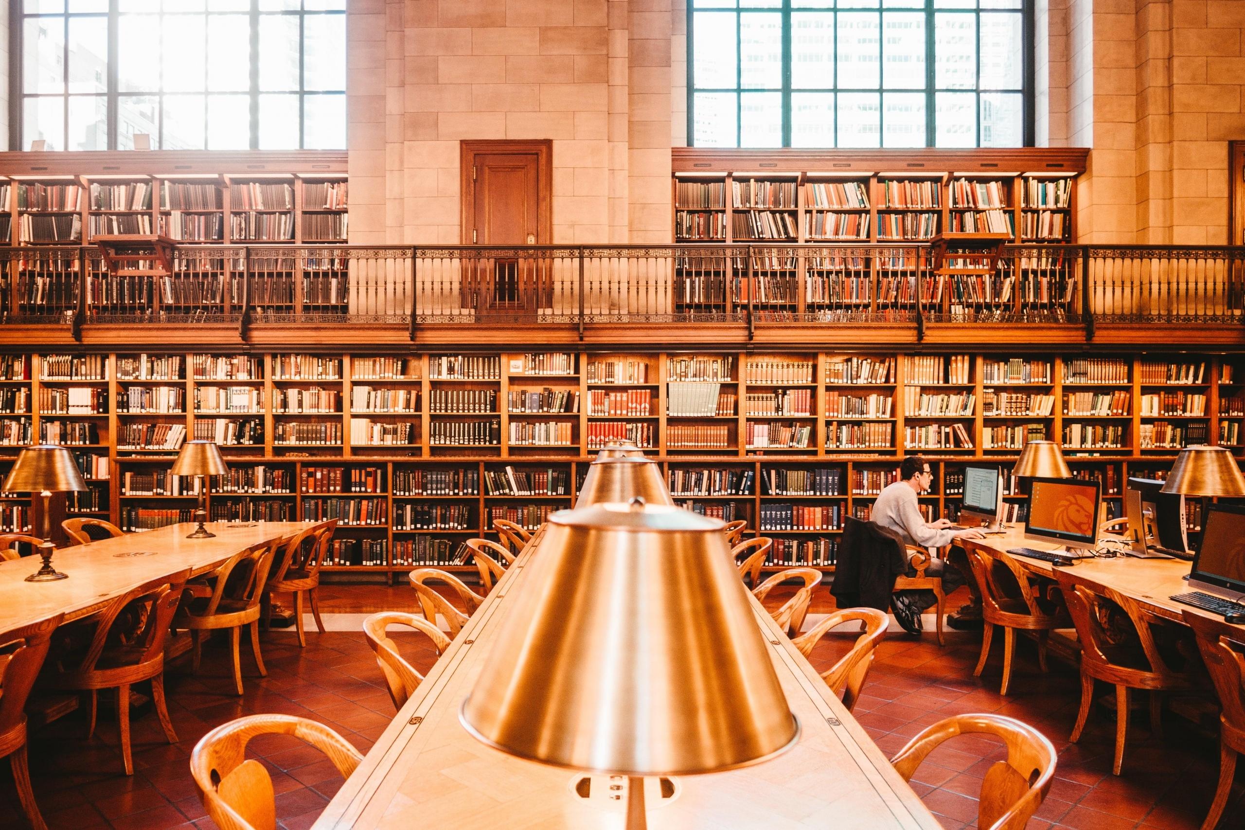 studying in the library