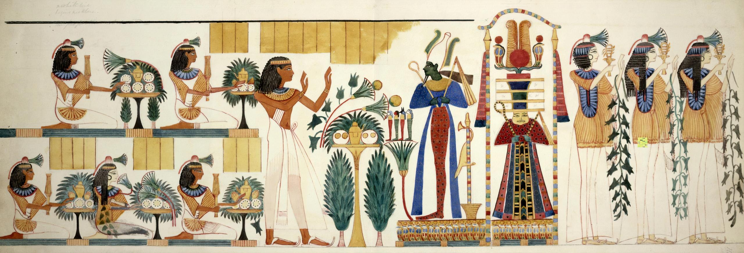 drawing depicting scene from ancient egypt