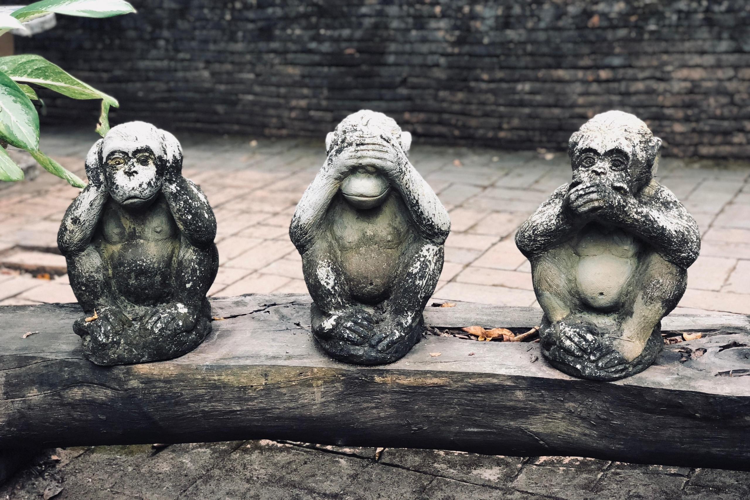 hear no evil, see no evil, speak no evil monkey statues