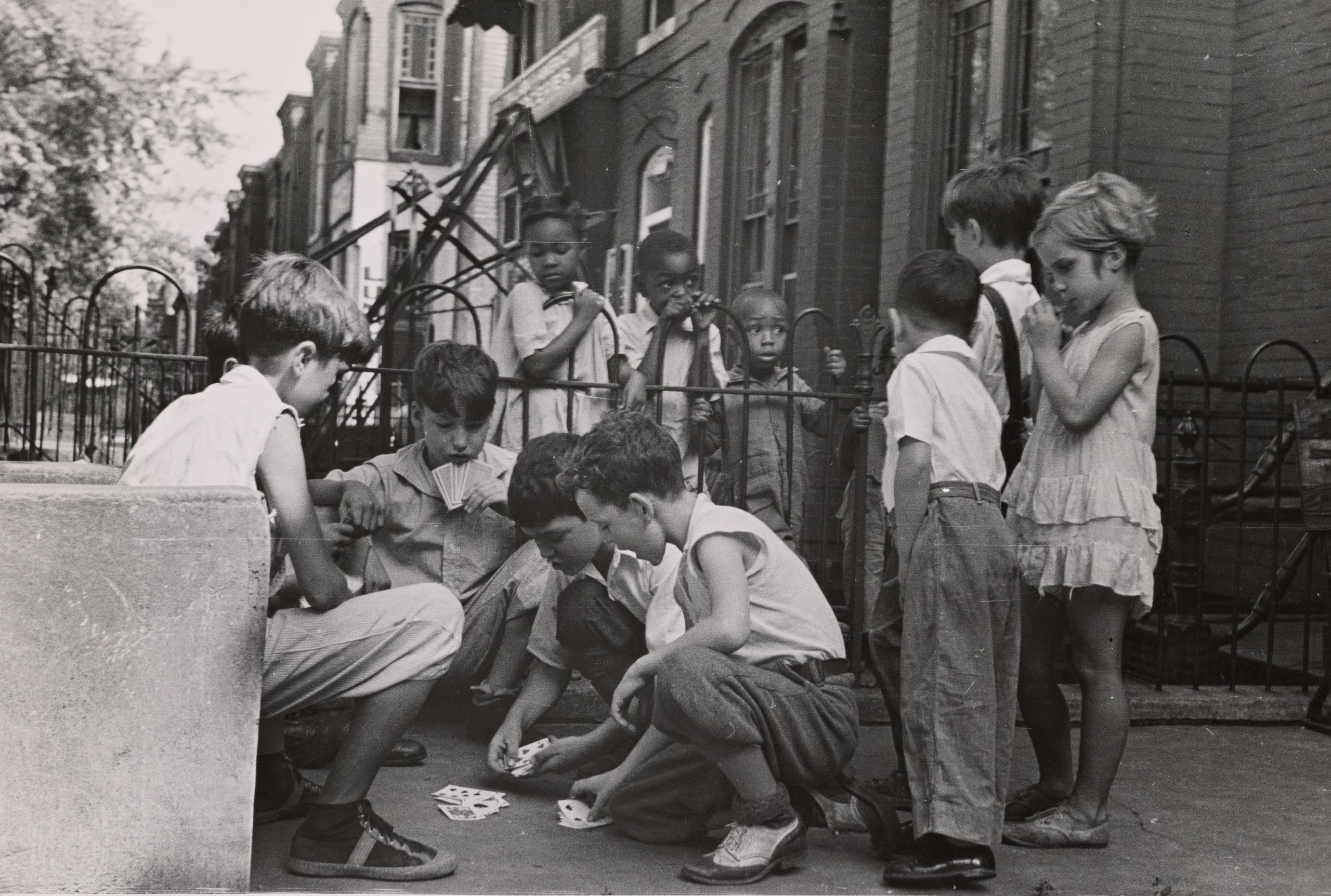 vintage photo of children playing outdoors in New York